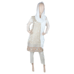 Eminent Embroidered 3Pcs Stitched Suit - Cream, Women, Shalwar Suits, Chase Value, Chase Value