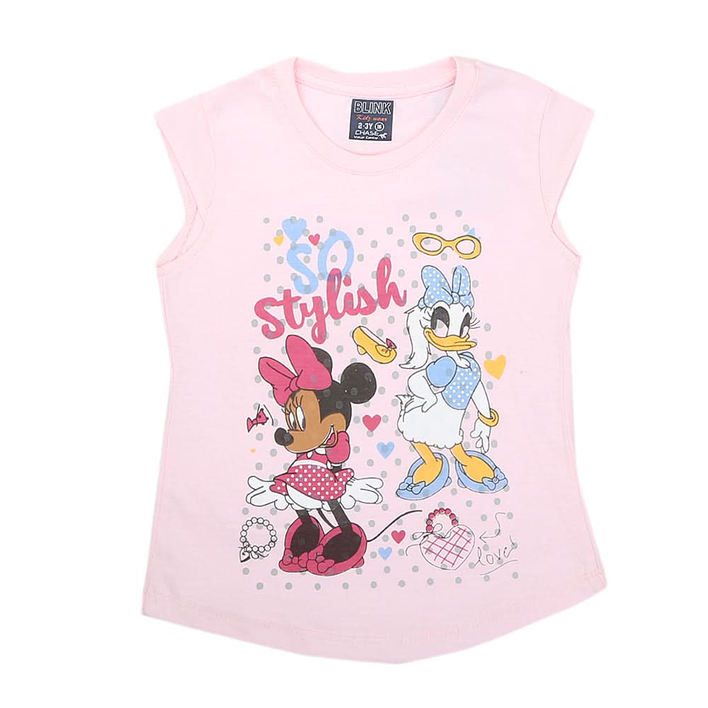 Girls Half Sleeves Printed T-Shirt 4714 16-24 - Light Pink, Kids, Girls T-Shirts, Chase Value, Chase Value