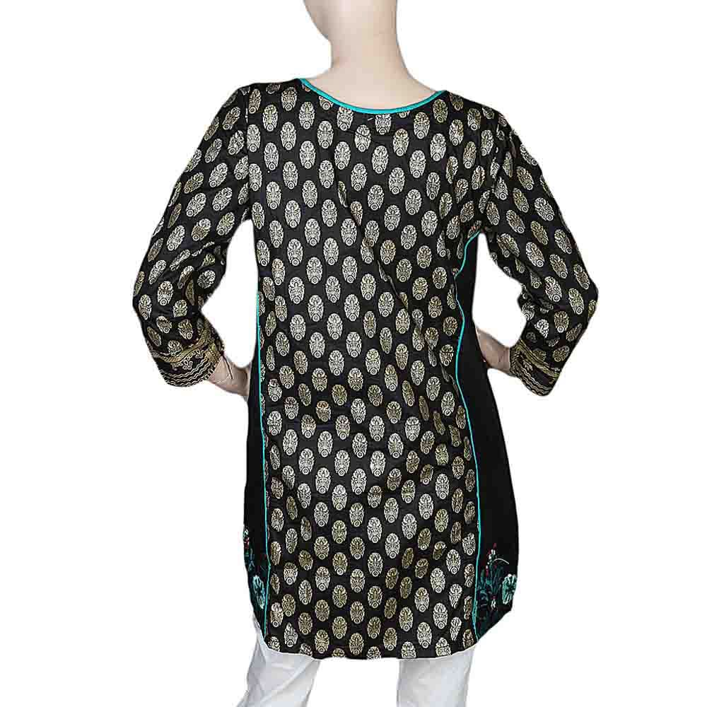 Women's Front Pippin Embroidered Kurti - Black, Women, Ready Kurtis, Chase Value, Chase Value
