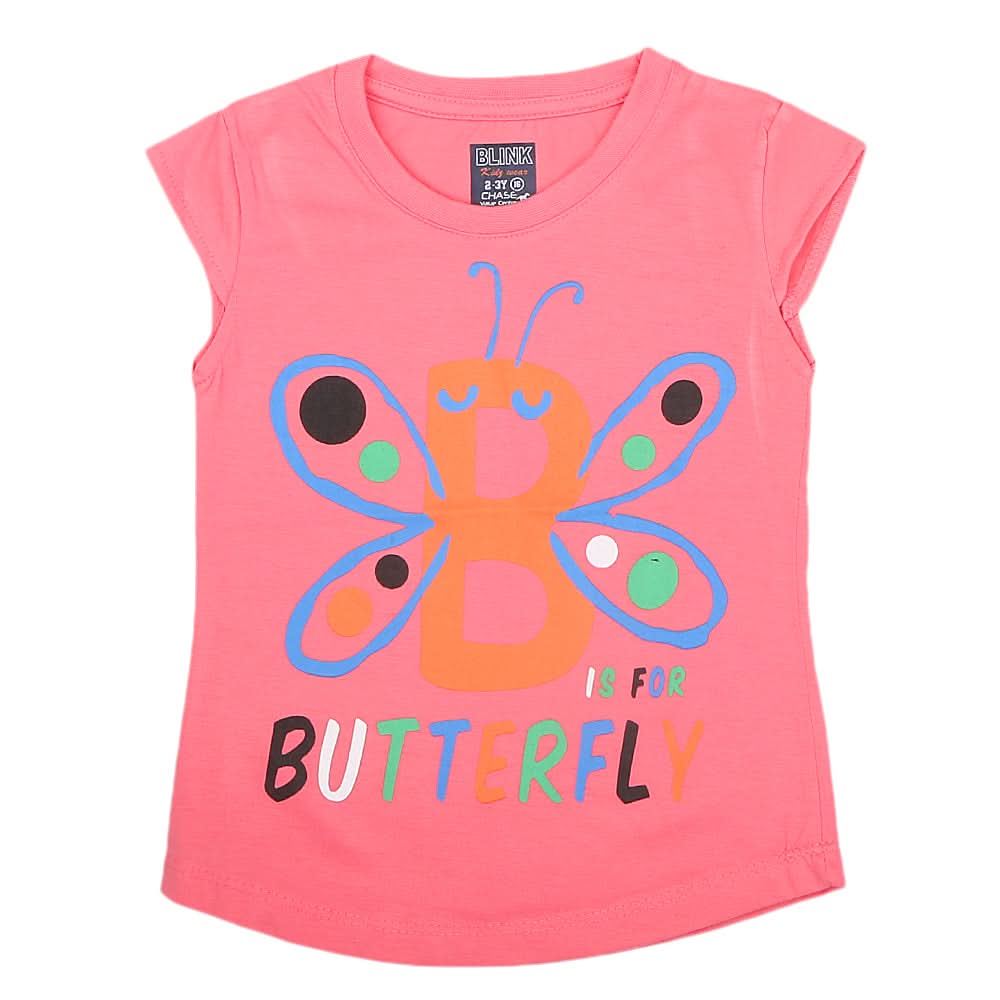 Girls Half Sleeves Printed T-Shirt 4708 16-24 - Pink, Kids, Girls T-Shirts, Chase Value, Chase Value
