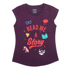 Girls Half Sleeves Printed T-Shirt 4705 16-24 - Purple, Kids, Girls T-Shirts, Chase Value, Chase Value