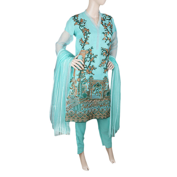 Eminent Embroidered 3Pcs Stitched Suit - Sea Green, Women, Shalwar Suits, Chase Value, Chase Value