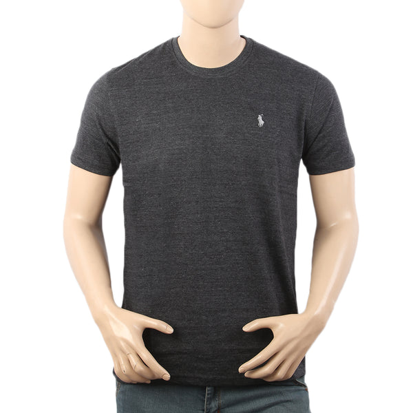 Men's Half Sleeves Round Neck Logo T-Shirt - Dark Grey, Men's T-Shirts & Polos, Chase Value, Chase Value