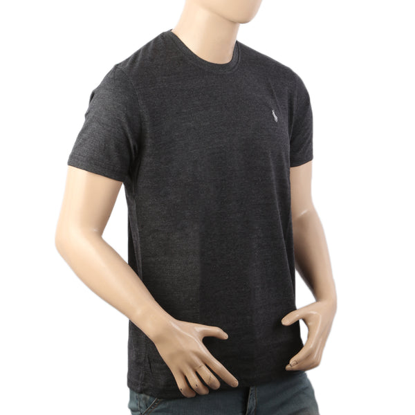 Men's Half Sleeves Round Neck Logo T-Shirt - Dark Grey, Men's T-Shirts & Polos, Chase Value, Chase Value