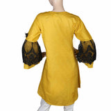 Women's Front Bow Embroidered Kurti - Mustard, Women, Ready Kurtis, Chase Value, Chase Value