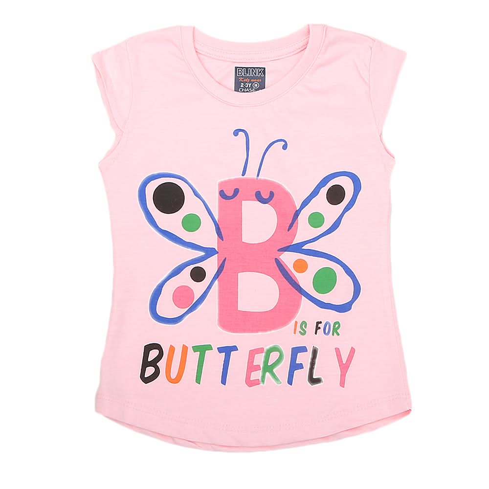 Girls Half Sleeves Printed T-Shirt 4708 16-24 - Light Pink, Kids, Girls T-Shirts, Chase Value, Chase Value