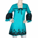 Women's Front Bow Embroidered Kurti - Sea Green, Women, Ready Kurtis, Chase Value, Chase Value
