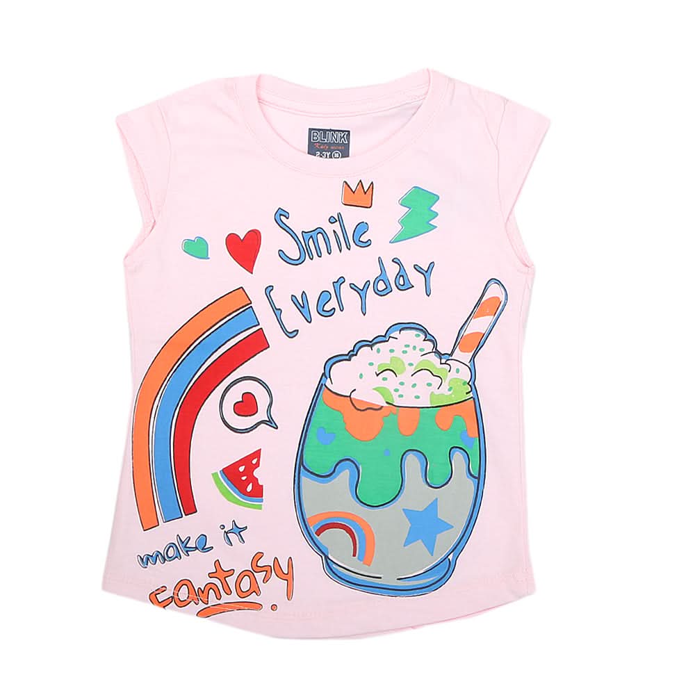Girls Half Sleeves Printed T-Shirt 4711 16-24 - Light Pink, Kids, Girls T-Shirts, Chase Value, Chase Value