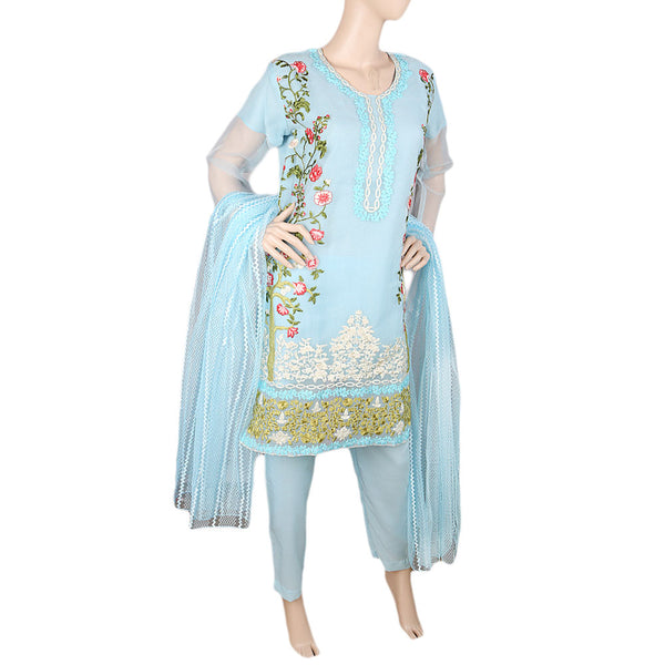 Eminent Embroidered 3Pcs Stitched Suit - Blue, Women, Shalwar Suits, Chase Value, Chase Value