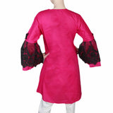 Women's Front Bow Embroidered Kurti - Pink, Women, Ready Kurtis, Chase Value, Chase Value