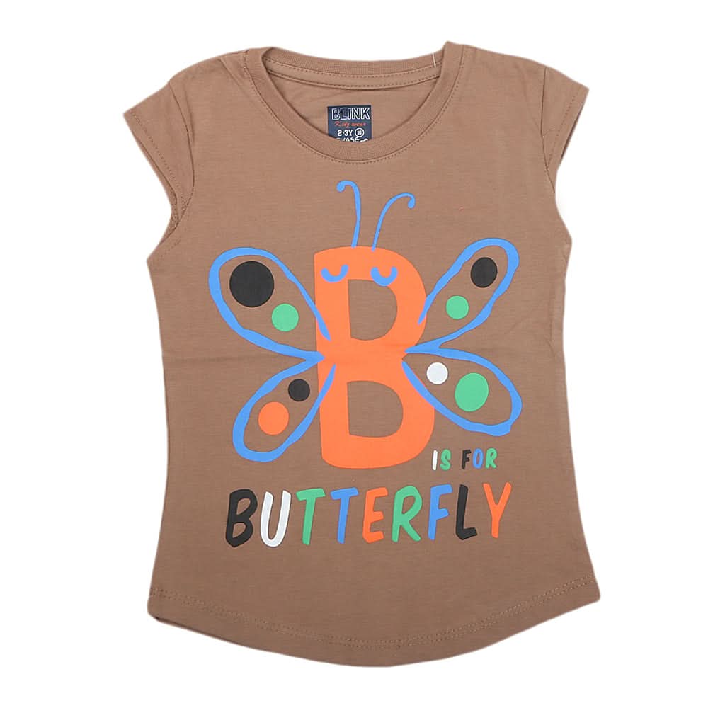 Girls Half Sleeves Printed T-Shirt 4708 16-24 - Brown, Kids, Girls T-Shirts, Chase Value, Chase Value