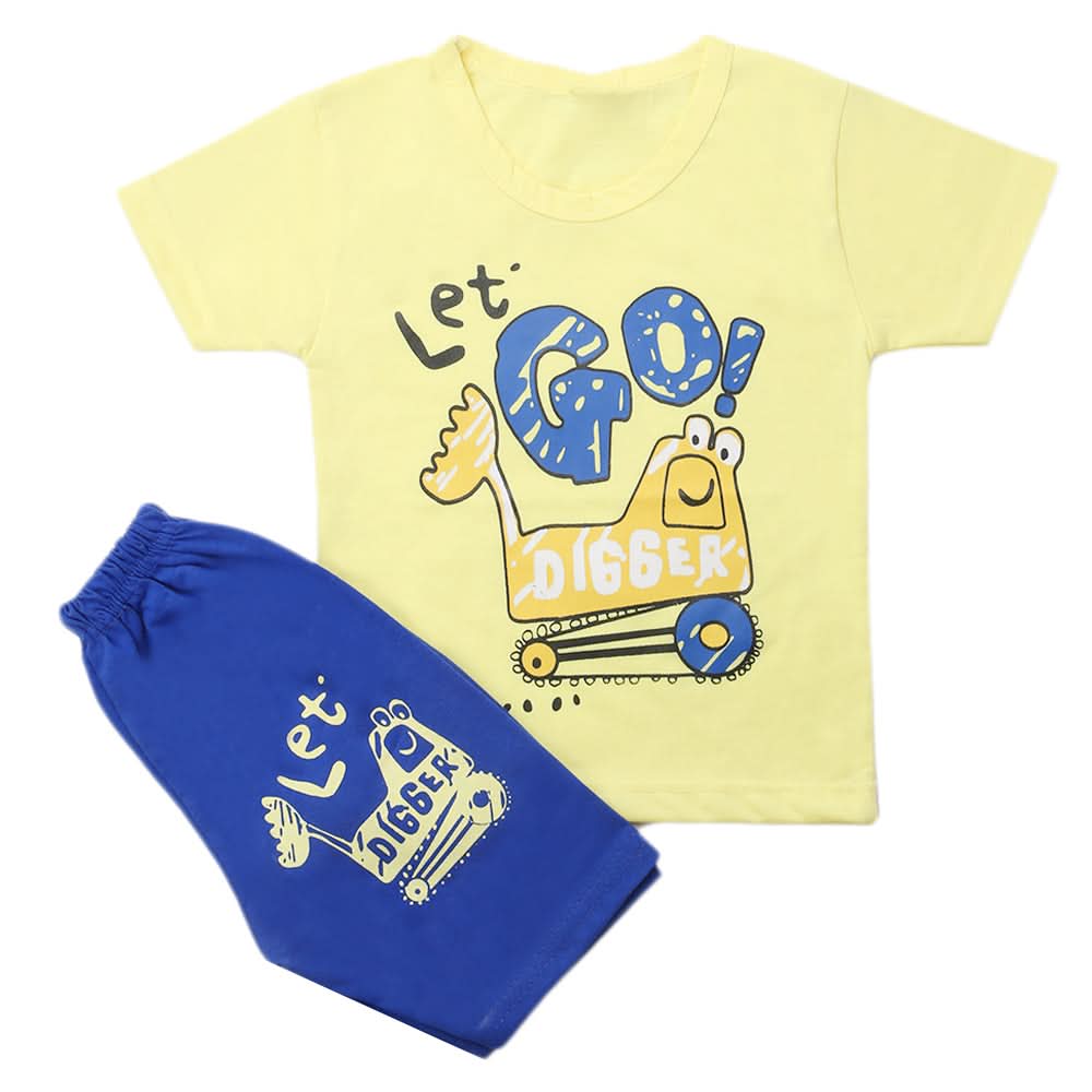 Boys Half Sleeves Short Suit - Lemon, Kids, Boys Sets And Suits, Chase Value, Chase Value