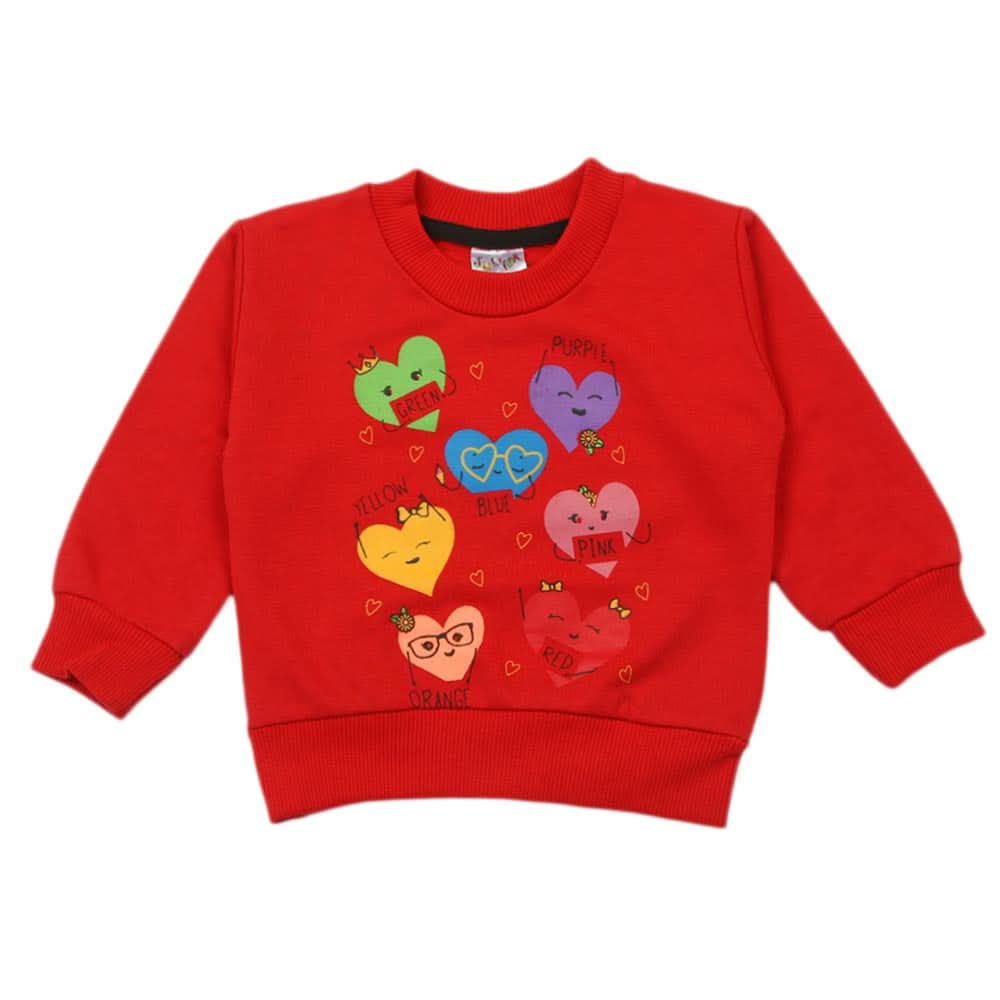 Newborn Girls Full Sleeves T-shirt - Red, Newborn Girls T-Shirts, Chase Value, Chase Value