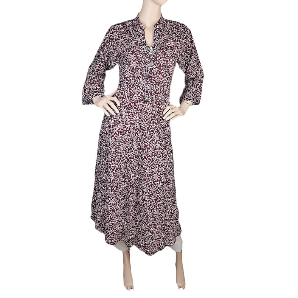 Women's Printed Full Sleeves Long Top - Maroon, Women, T-Shirts And Tops, Chase Value, Chase Value