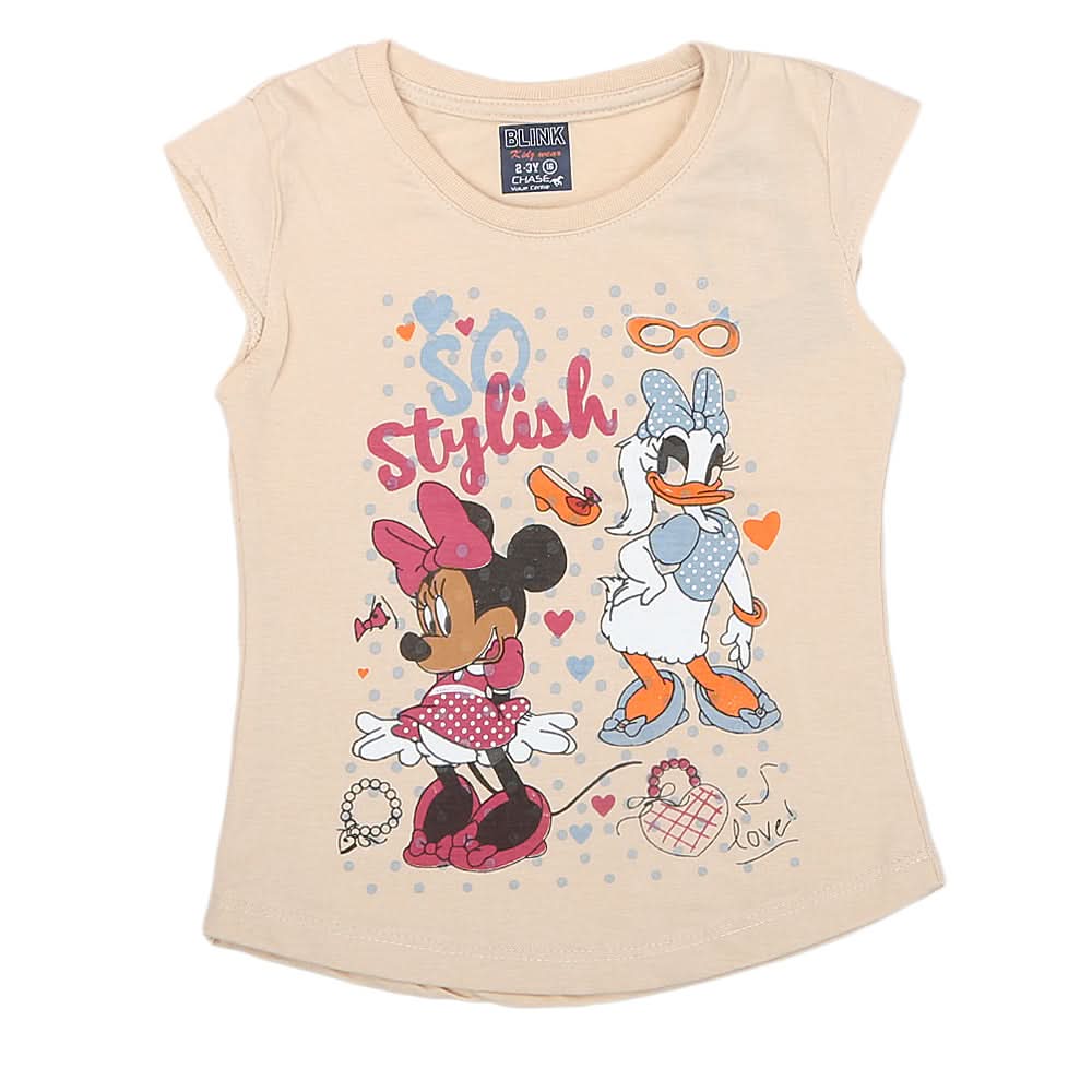 Girls Half Sleeves Printed T-Shirt 4714 16-24 - Fawn, Kids, Girls T-Shirts, Chase Value, Chase Value