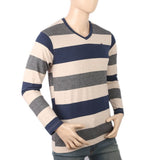 Men's Round Neck Yarn Dyed T-Shirt - Navy Blue, Men, T-Shirts And Polos, Chase Value, Chase Value