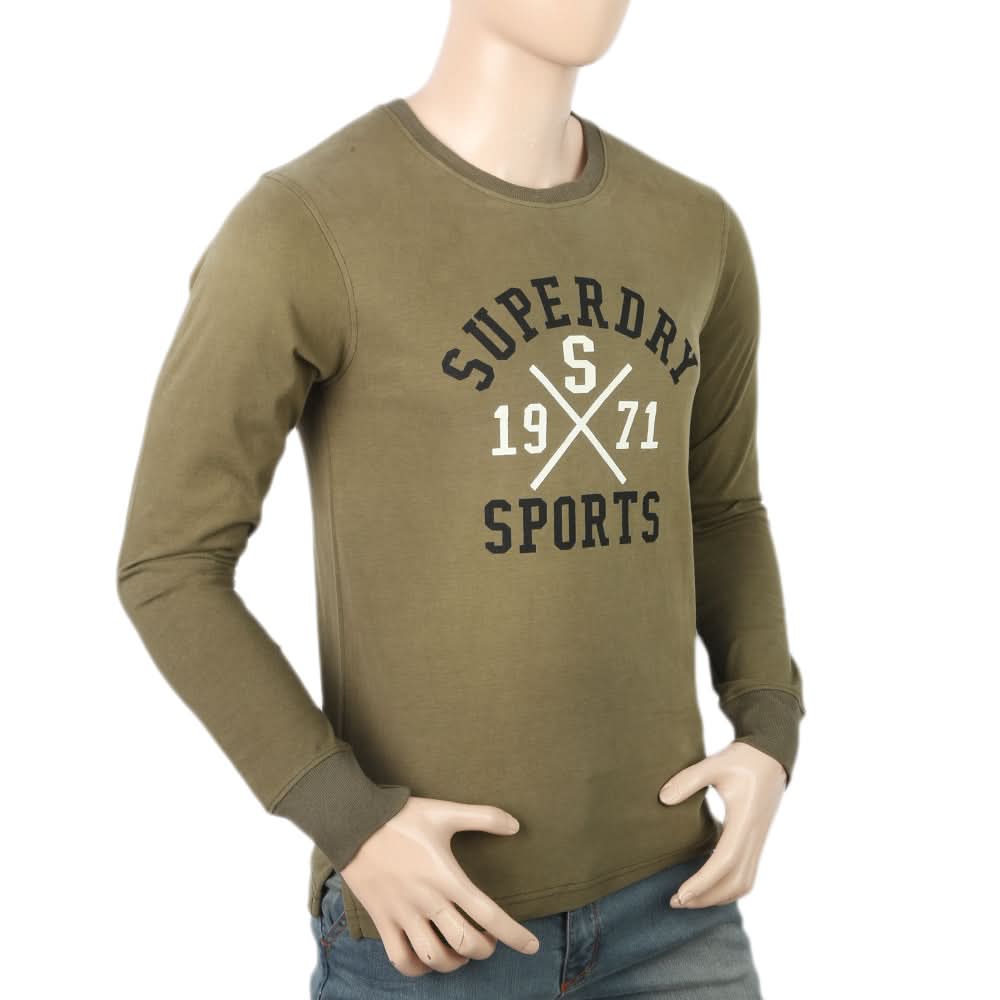 Men's Round Neck Printed T-Shirt - Green, Men, T-Shirts And Polos, Chase Value, Chase Value
