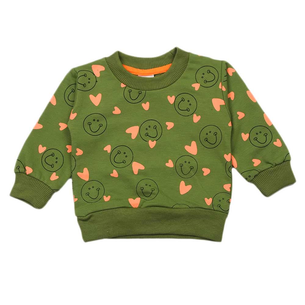 Newborn Girls Full Sleeves T-shirt - Green, Newborn Girls T-Shirts, Chase Value, Chase Value