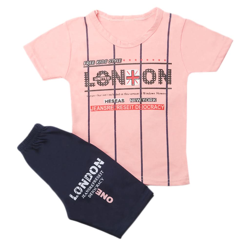 Boys Half Sleeves Short Suit - Pink, Kids, Boys Sets And Suits, Chase Value, Chase Value