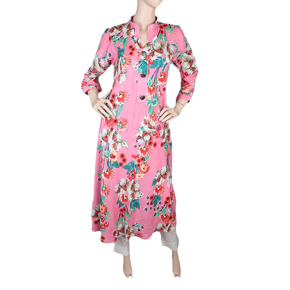 Women's Printed Full Sleeves Long Top - Pink, Women, T-Shirts And Tops, Chase Value, Chase Value