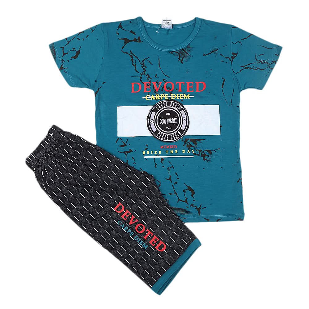 Boys Half Sleeves Short Suit 20-22 1211 - Sea Green, Kids, Boys Sets And Suits, Chase Value, Chase Value