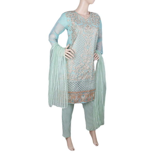 Eminent Embroidered 3Pcs Stitched Suit - Sea Green, Women, Shalwar Suits, Chase Value, Chase Value