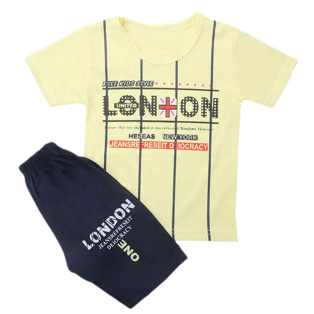 Boys Half Sleeves Short Suit - Lemon, Kids, Boys Sets And Suits, Chase Value, Chase Value