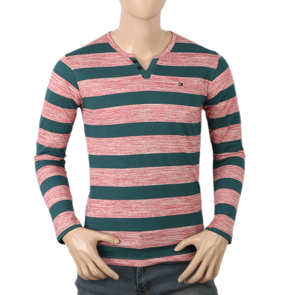 Men's Round Neck Yarn Dyed T-Shirt - Pink, Men, T-Shirts And Polos, Chase Value, Chase Value