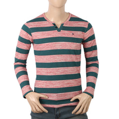 Men's Round Neck Yarn Dyed T-Shirt - Pink, Men, T-Shirts And Polos, Chase Value, Chase Value