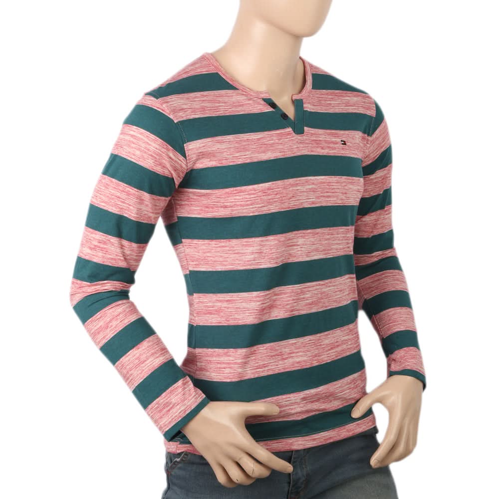 Men's Round Neck Yarn Dyed T-Shirt - Pink, Men, T-Shirts And Polos, Chase Value, Chase Value