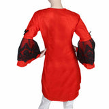 Women's Front Bow Embroidered Kurti -Red, Women, Ready Kurtis, Chase Value, Chase Value