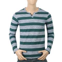 Men's Round Neck Yarn Dyed T-Shirt - Blue, Men, T-Shirts And Polos, Chase Value, Chase Value