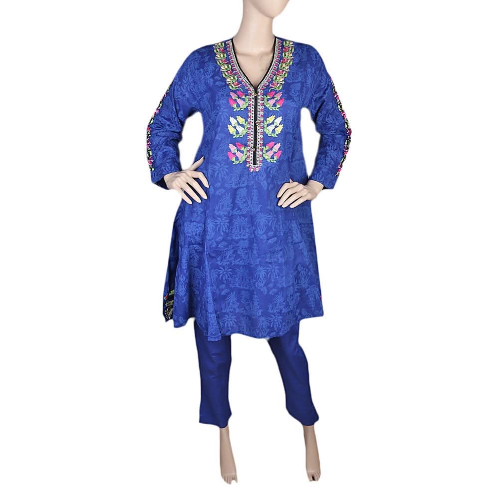 Women's Fancy Cotton 2 Piece Suit - Royal Blue, Women, Shalwar Suits, Chase Value, Chase Value