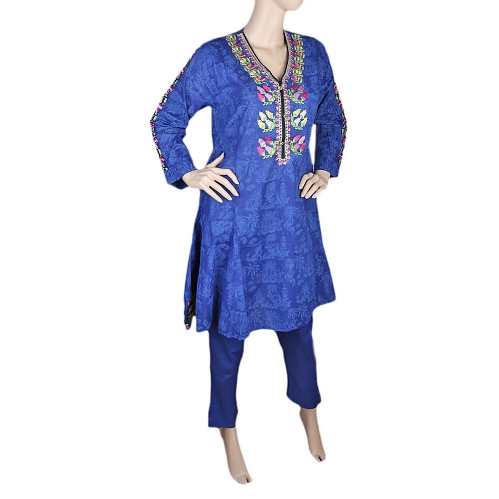 Women's Fancy Cotton 2 Piece Suit - Royal Blue, Women, Shalwar Suits, Chase Value, Chase Value