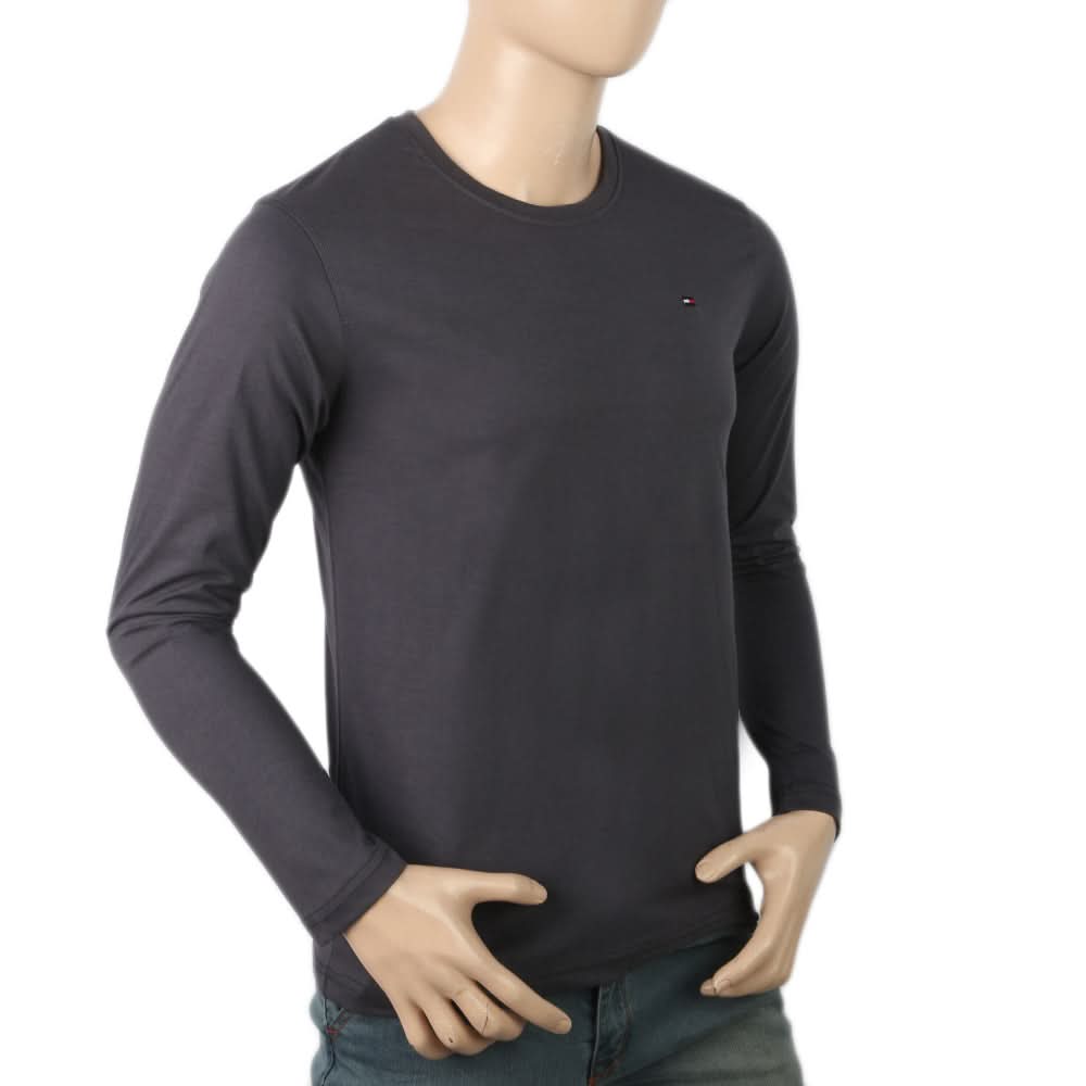 Men's Full Sleeves Logo T-Shirt - Dark Grey, Men, T-Shirts And Polos, Chase Value, Chase Value
