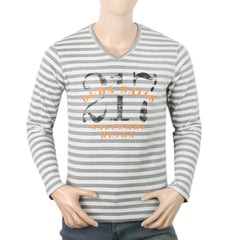 Men's Round Neck Yarn Dyed T-Shirt - Grey, Men, T-Shirts And Polos, Chase Value, Chase Value