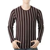 Men's Round Neck Yarn Dyed T-Shirt - Dark Brown, Men, T-Shirts And Polos, Chase Value, Chase Value