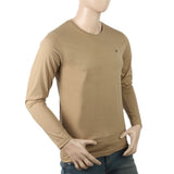 Men's Full Sleeves Logo T-Shirt - Khakhi, Men, T-Shirts And Polos, Chase Value, Chase Value
