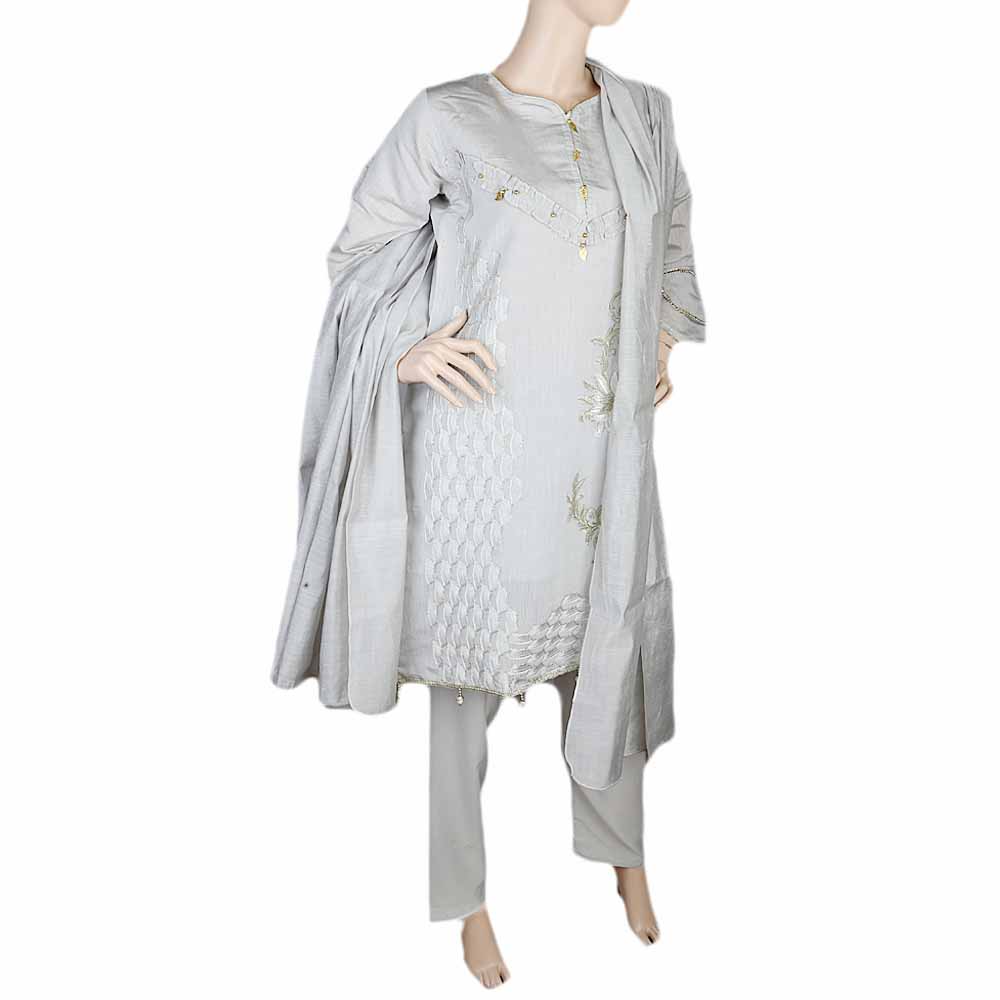 Women's Fancy 3 Piece Suit - Grey, Women, Shalwar Suits, Chase Value, Chase Value