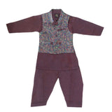 Boys Waistcoat Suit - Dark Purple, Kids, Boys Shalwar Kameez, Chase Value, Chase Value
