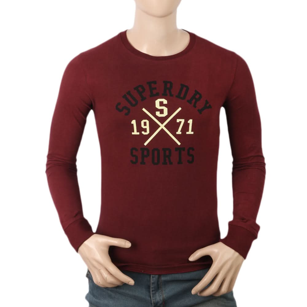 Men's Round Neck Printed T-Shirt - Maroon, Men, T-Shirts And Polos, Chase Value, Chase Value