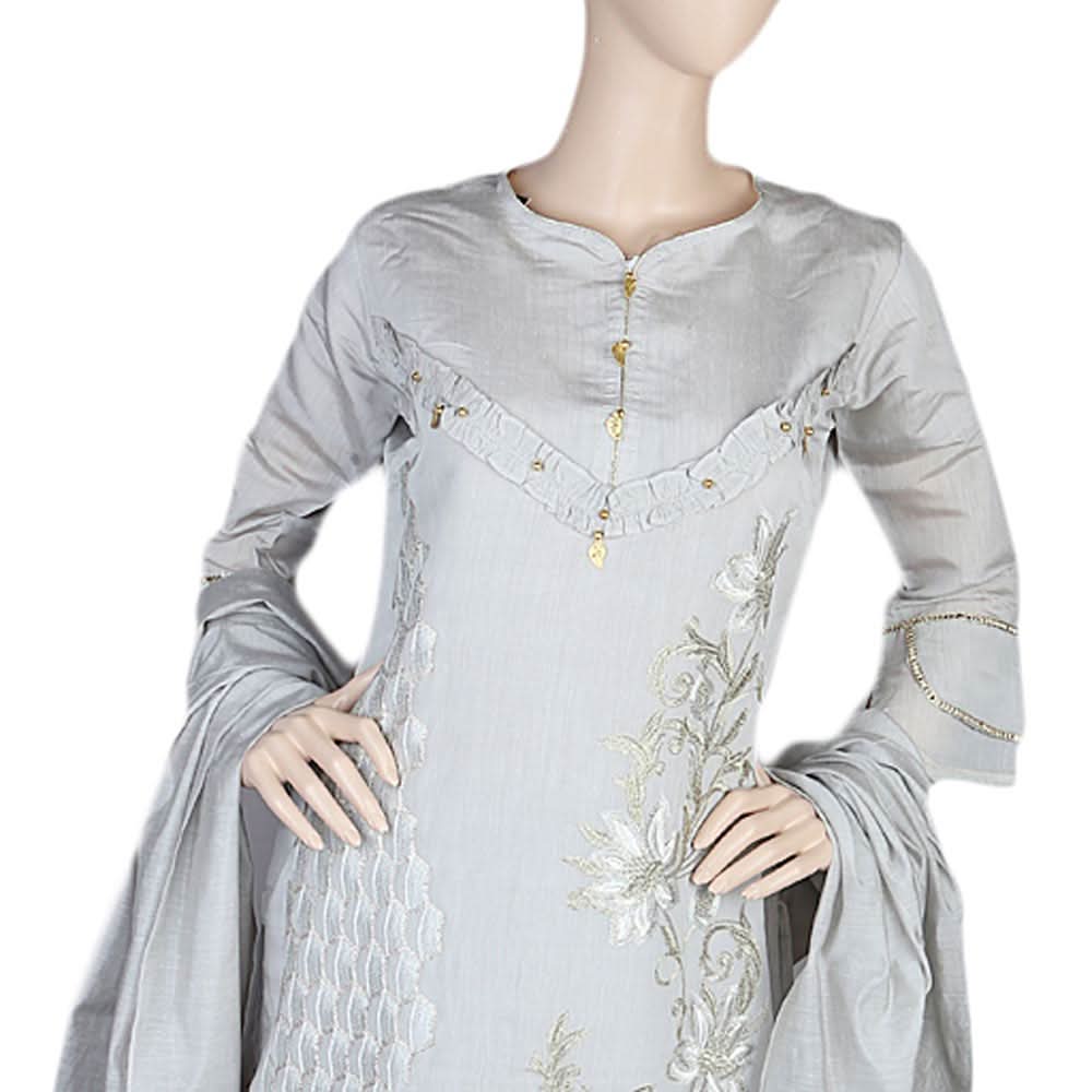 Women's Fancy 3 Piece Suit - Grey, Women, Shalwar Suits, Chase Value, Chase Value