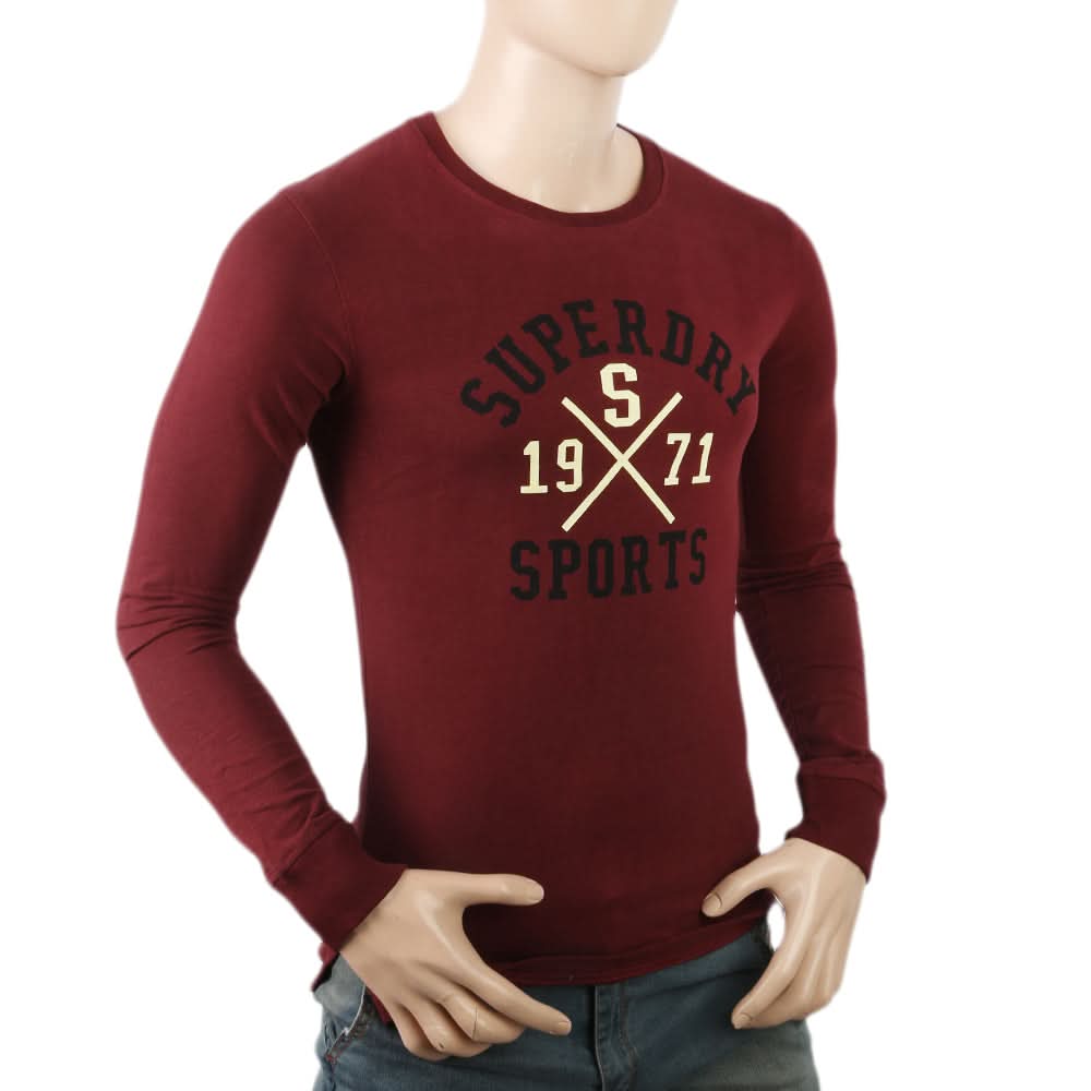 Men's Round Neck Printed T-Shirt - Maroon, Men, T-Shirts And Polos, Chase Value, Chase Value