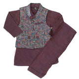 Boys Waistcoat Suit - Dark Purple, Kids, Boys Shalwar Kameez, Chase Value, Chase Value