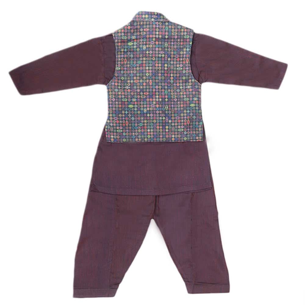 Boys Waistcoat Suit - Dark Purple, Kids, Boys Shalwar Kameez, Chase Value, Chase Value
