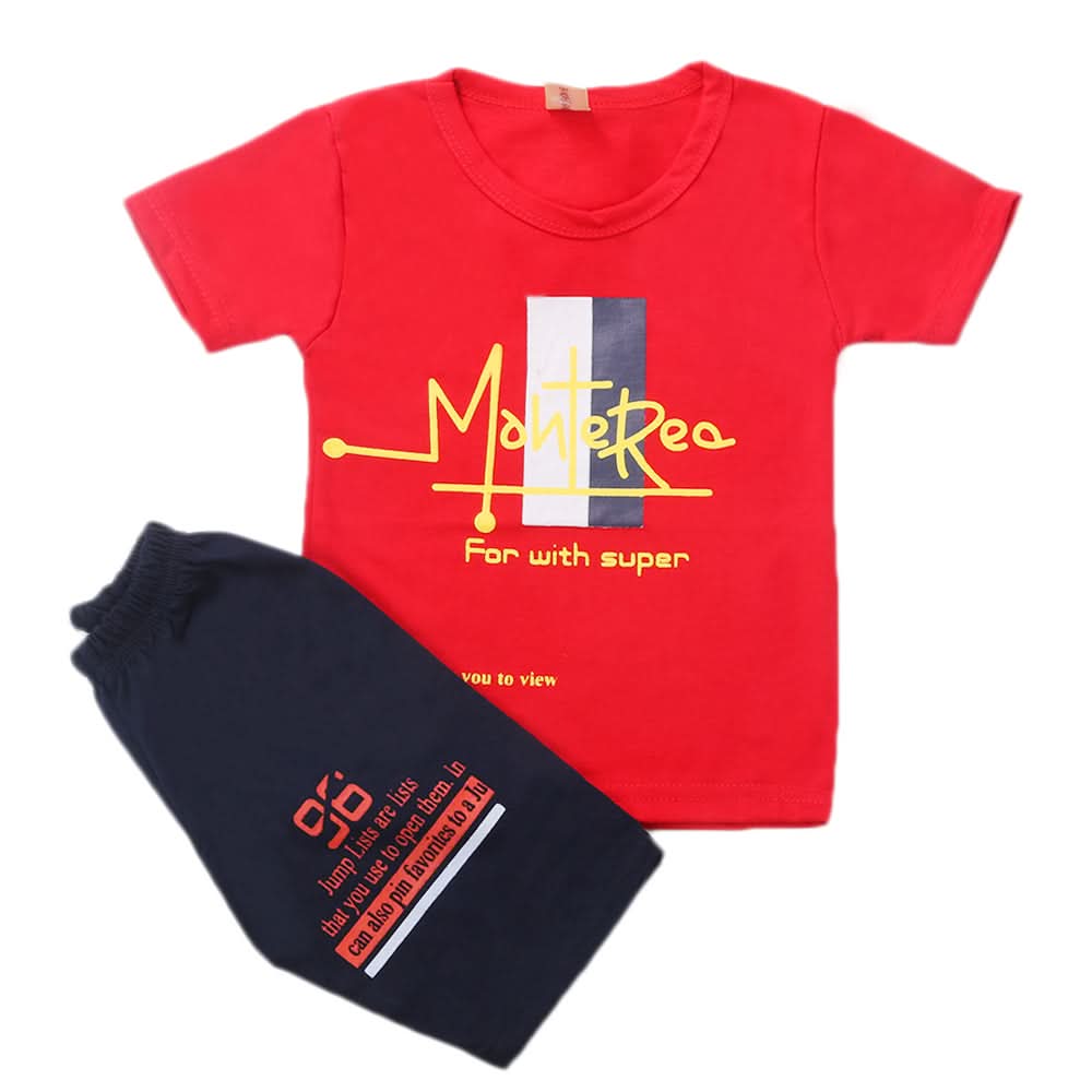 Boys Half Sleeves Short Suit - Red, Kids, Boys Sets And Suits, Chase Value, Chase Value
