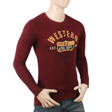 Men's Round Neck Printed T-Shirt - Maroon, Men, T-Shirts And Polos, Chase Value, Chase Value