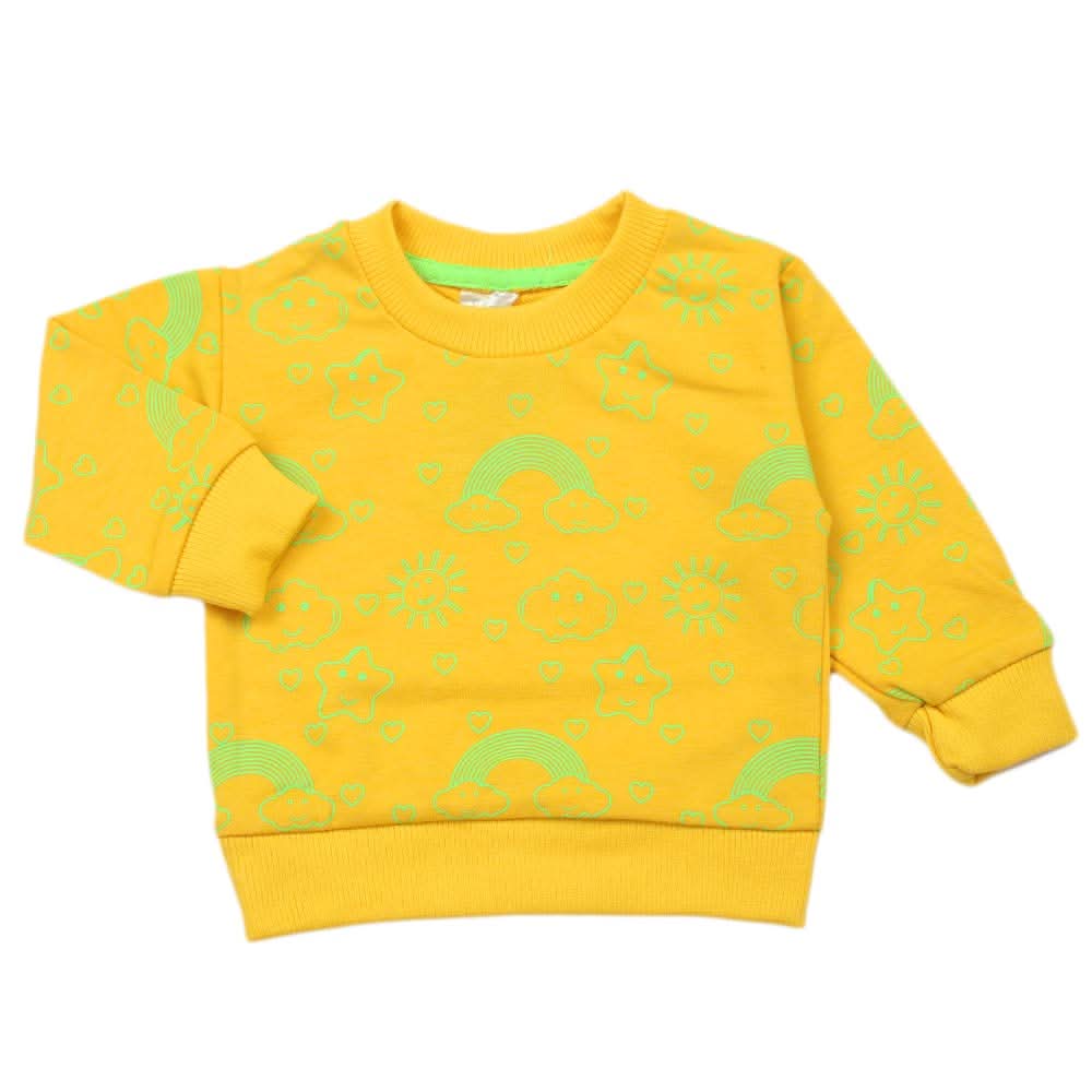 Newborn Girls Full Sleeves T-shirt - Yellow, Newborn Girls T-Shirts, Chase Value, Chase Value