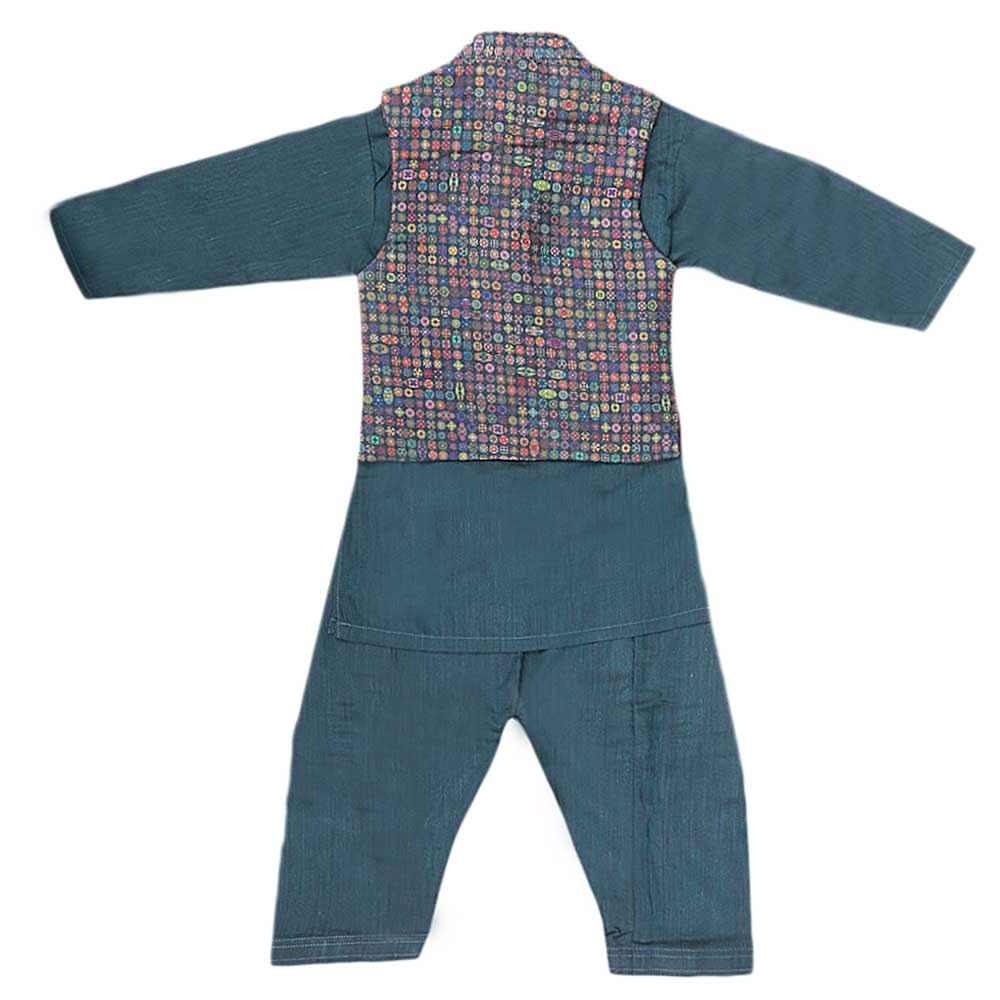 Boys Waistcoat Suit - Steel Green, Kids, Boys Shalwar Kameez, Chase Value, Chase Value