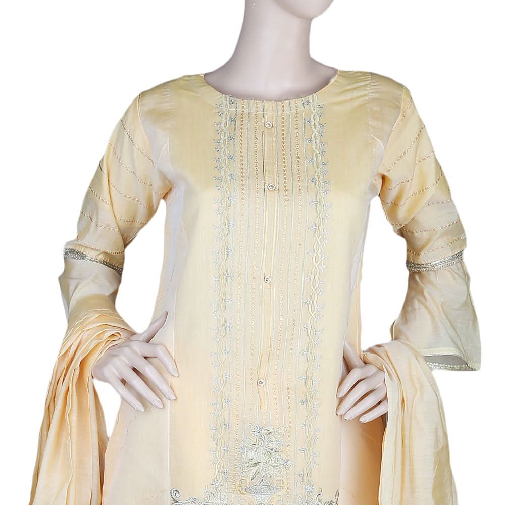 Women's Fancy 3 Piece Suit - Golden, Women, Shalwar Suits, Chase Value, Chase Value